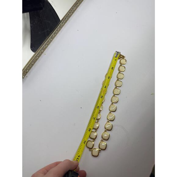 Vintage Reversible Black and White Square Gold Tone Enamel Necklace - Picture 9 of 10